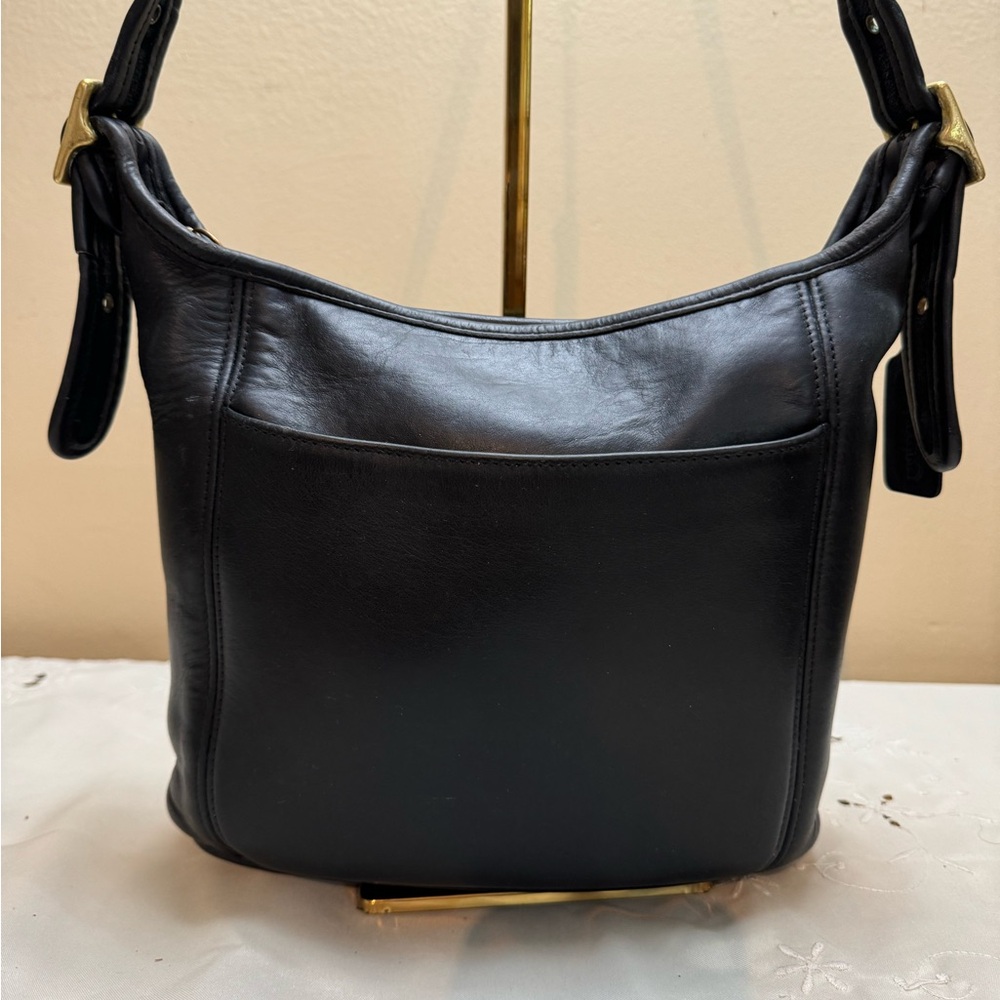 COACH Vintage Legacy Duffle Black Leather Crossbody Bag Black 9816 USA